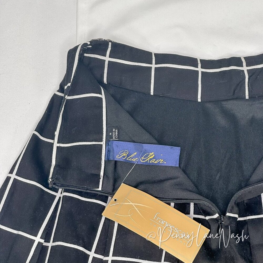 NWT Blue Rain Embellished Windowpane Skirt Size Small Black - Picture 8 of 13